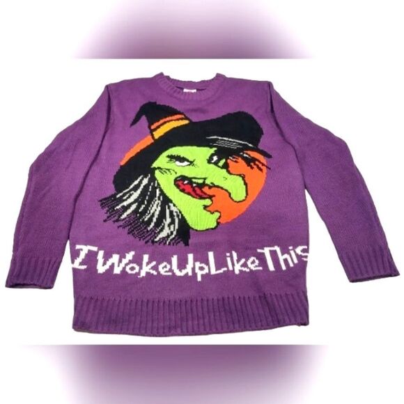 Halloween Knit Sweater Wicked Witch Unisex SZ Small-Medium - Picture 1 of 12